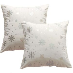 4 Snowflake Throw Pillow Covers Set, 18 x 18 Inch